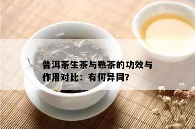 普洱茶生茶与熟茶的功效与作用对比：有何异同？