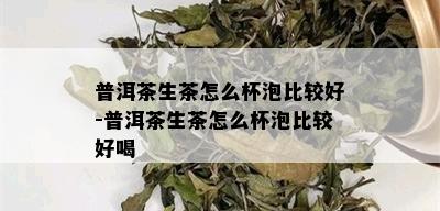 普洱茶生茶怎么杯泡比较好-普洱茶生茶怎么杯泡比较好喝