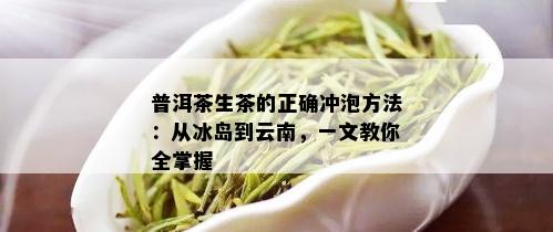 普洱茶生茶的正确冲泡方法：从冰岛到云南，一文教你全掌握