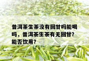 普洱茶生茶没有回甘吗能喝吗，普洱茶生茶有无回甘？能否饮用？