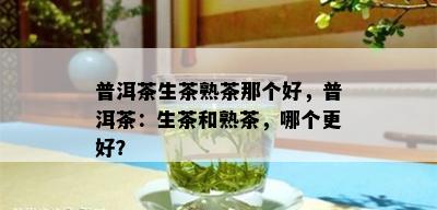 普洱茶生茶熟茶那个好，普洱茶：生茶和熟茶，哪个更好？