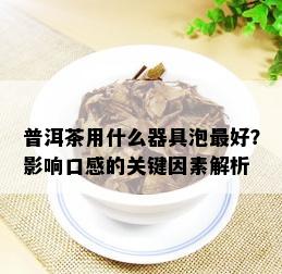 普洱茶用什么器具泡更好？影响口感的关键因素解析