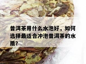 普洱茶用什么水泡好，如何选择最适合冲泡普洱茶的水质？