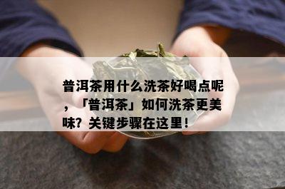 普洱茶用什么洗茶好喝点呢，「普洱茶」如何洗茶更美味？关键步骤在这里！