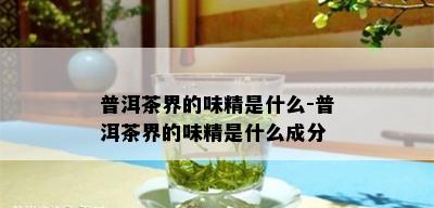 普洱茶界的味精是什么-普洱茶界的味精是什么成分