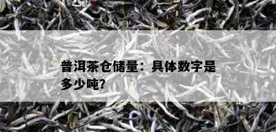 普洱茶仓储量：具体数字是多少吨？