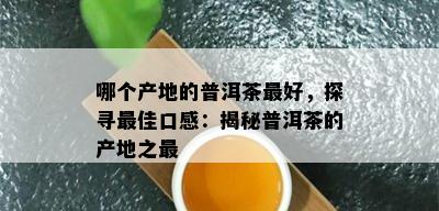 哪个产地的普洱茶更好，探寻更佳口感：揭秘普洱茶的产地之最