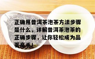 正确用普洱茶泡茶方法步骤是什么，详解普洱茶泡茶的正确步骤，让你轻松成为品茗高手！