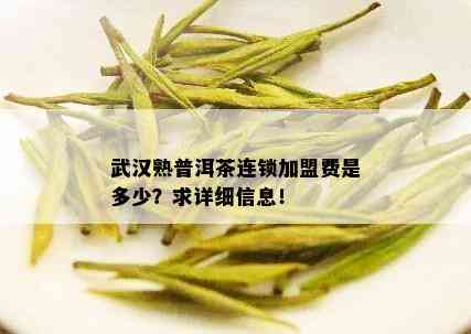 武汉熟普洱茶连锁加盟费是多少？求详细信息！