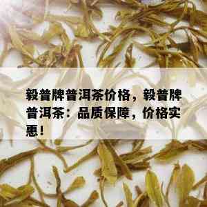 毅普牌普洱茶价格，毅普牌普洱茶：品质保障，价格实惠！