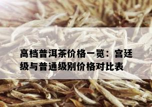 高档普洱茶价格一览：宫廷级与普通级别价格对比表