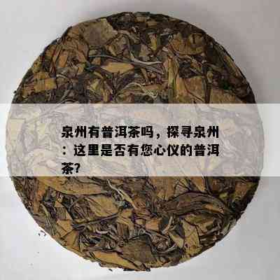 泉州有普洱茶吗，探寻泉州：这里是否有您心仪的普洱茶？