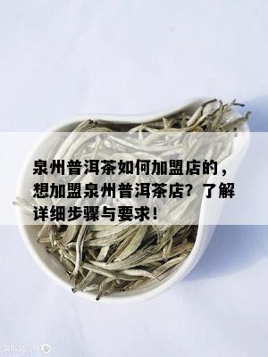 泉州普洱茶如何加盟店的，想加盟泉州普洱茶店？了解详细步骤与要求！