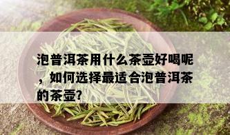 泡普洱茶用什么茶壶好喝呢，如何选择最适合泡普洱茶的茶壶？