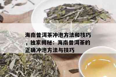 海南普洱茶冲泡方法和技巧，独家揭秘：海南普洱茶的正确冲泡方法与技巧