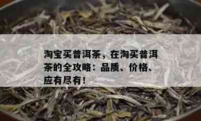 淘宝买普洱茶，在淘买普洱茶的全攻略：品质、价格、应有尽有！