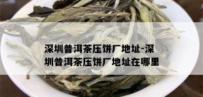 深圳普洱茶压饼厂地址-深圳普洱茶压饼厂地址在哪里