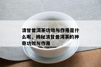 清甘普洱茶功效与作用是什么呢，揭秘清甘普洱茶的神奇功效与作用