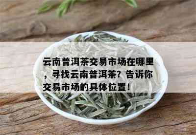 云南普洱茶交易市场在哪里，寻找云南普洱茶？告诉你交易市场的具 *** 置！