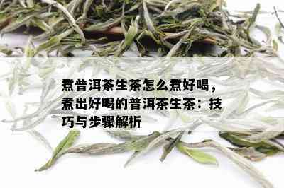 煮普洱茶生茶怎么煮好喝，煮出好喝的普洱茶生茶：技巧与步骤解析