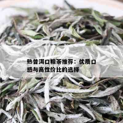 熟普洱口粮茶推荐：优质口感与高性价比的选择