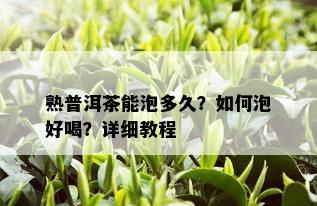 熟普洱茶能泡多久？如何泡好喝？详细教程