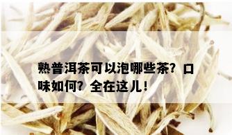 熟普洱茶可以泡哪些茶？口味如何？全在这儿！