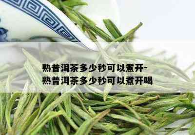 熟普洱茶多少秒可以煮开-熟普洱茶多少秒可以煮开喝