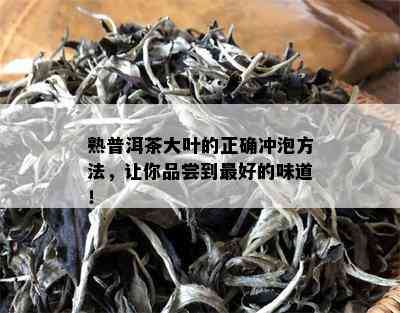 熟普洱茶大叶的正确冲泡方法，让你品尝到更好的味道！