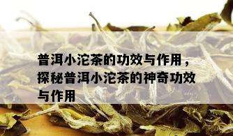 普洱小沱茶的功效与作用，探秘普洱小沱茶的神奇功效与作用