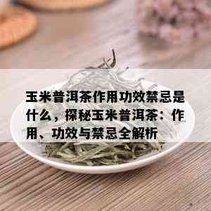 玉米普洱茶作用功效禁忌是什么，探秘玉米普洱茶：作用、功效与禁忌全解析