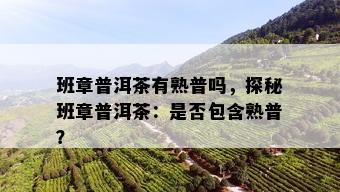 班章普洱茶有熟普吗，探秘班章普洱茶：是否包含熟普？