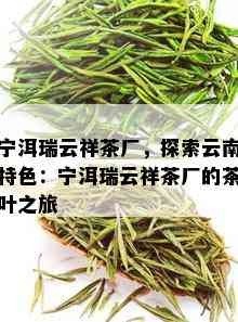 宁洱瑞云祥茶厂，探索云南特色：宁洱瑞云祥茶厂的茶叶之旅