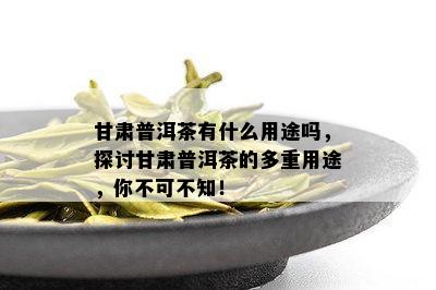 甘肃普洱茶有什么用途吗，探讨甘肃普洱茶的多重用途，你不可不知！