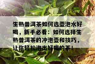 生熟普洱茶如何选壶泡水好喝，新手必看：如何选择生熟普洱茶的冲泡壶和技巧，让你轻松泡出好喝的茶！