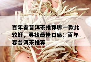 百年春普洱茶推荐哪一款比较好，寻找更佳口感：百年春普洱茶推荐