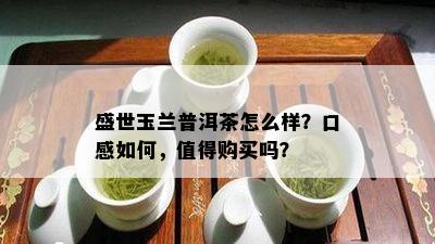 盛世玉兰普洱茶怎么样？口感如何，值得购买吗？