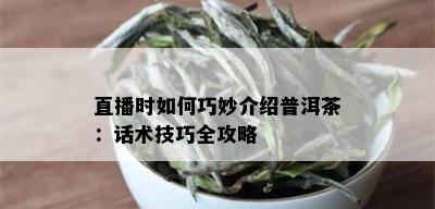 直播时如何巧妙介绍普洱茶：话术技巧全攻略