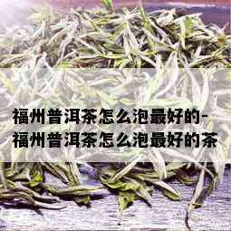 福州普洱茶怎么泡更好的-福州普洱茶怎么泡更好的茶