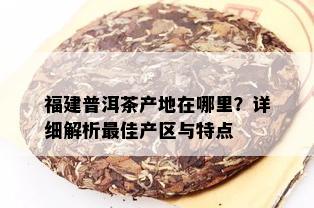 福建普洱茶产地在哪里？详细解析更佳产区与特点