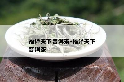 福译天下普洱茶-福泽天下普洱茶