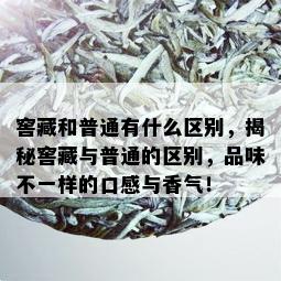 窖藏和普通有什么区别，揭秘窖藏与普通的区别，品味不一样的口感与香气！