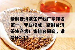 精制普洱茶生产线厂家排名之一，专业权威！精制普洱茶生产线厂家排名揭晓，谁是NO.1？