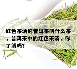 红色茶汤的普洱茶叫什么茶，普洱茶中的红色茶汤，你了解吗？