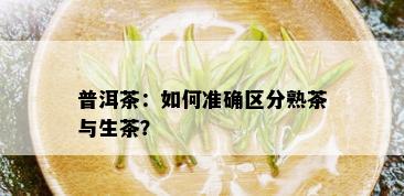 普洱茶：如何准确区分熟茶与生茶？