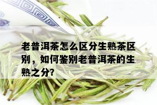 老普洱茶怎么区分生熟茶区别，如何鉴别老普洱茶的生熟之分？