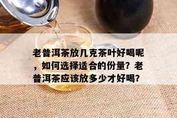 老普洱茶放几克茶叶好喝呢，如何选择适合的份量？老普洱茶应该放多少才好喝？