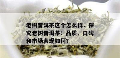 老树普洱茶这个怎么样，探究老树普洱茶：品质、口碑和市场表现如何？