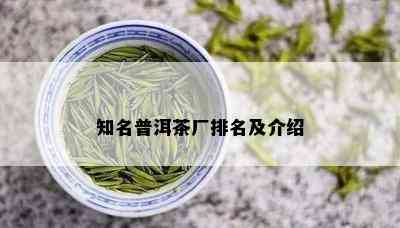 知名普洱茶厂排名及介绍