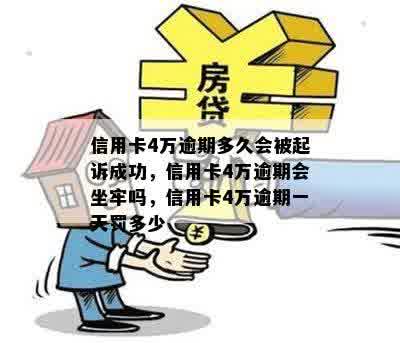 信用卡4万逾期多久会被起诉成功，信用卡4万逾期会坐牢吗，信用卡4万逾期一天罚多少